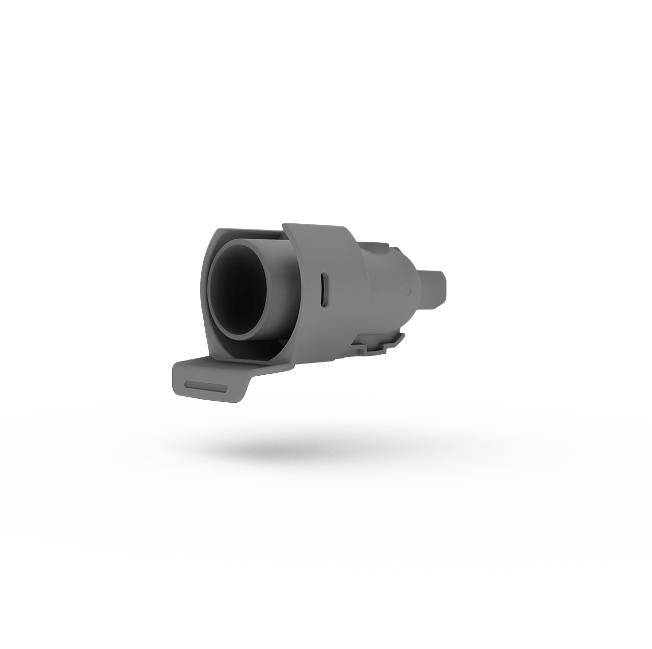 Replacement CPAP Machine part Air Outlet in grey, floating on transparent background