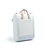A light blue and white CPAP insert bag with beige handles, shown from a three-quarter angle on a white background.