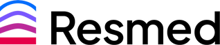 ResMed logo featuring a multi-coloured arc symbol in blue, purple, and pink, alongside the wordmark 'Resmed' in black.
