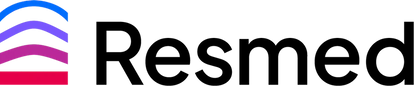 ResMed logo featuring a multi-coloured arc symbol in blue, purple, and pink, alongside the wordmark 'Resmed' in black.