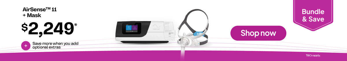 Resmed AirSense 11 CPAP machine and mask bundle offer priced at $2,249, with additional savings available on optional extras.