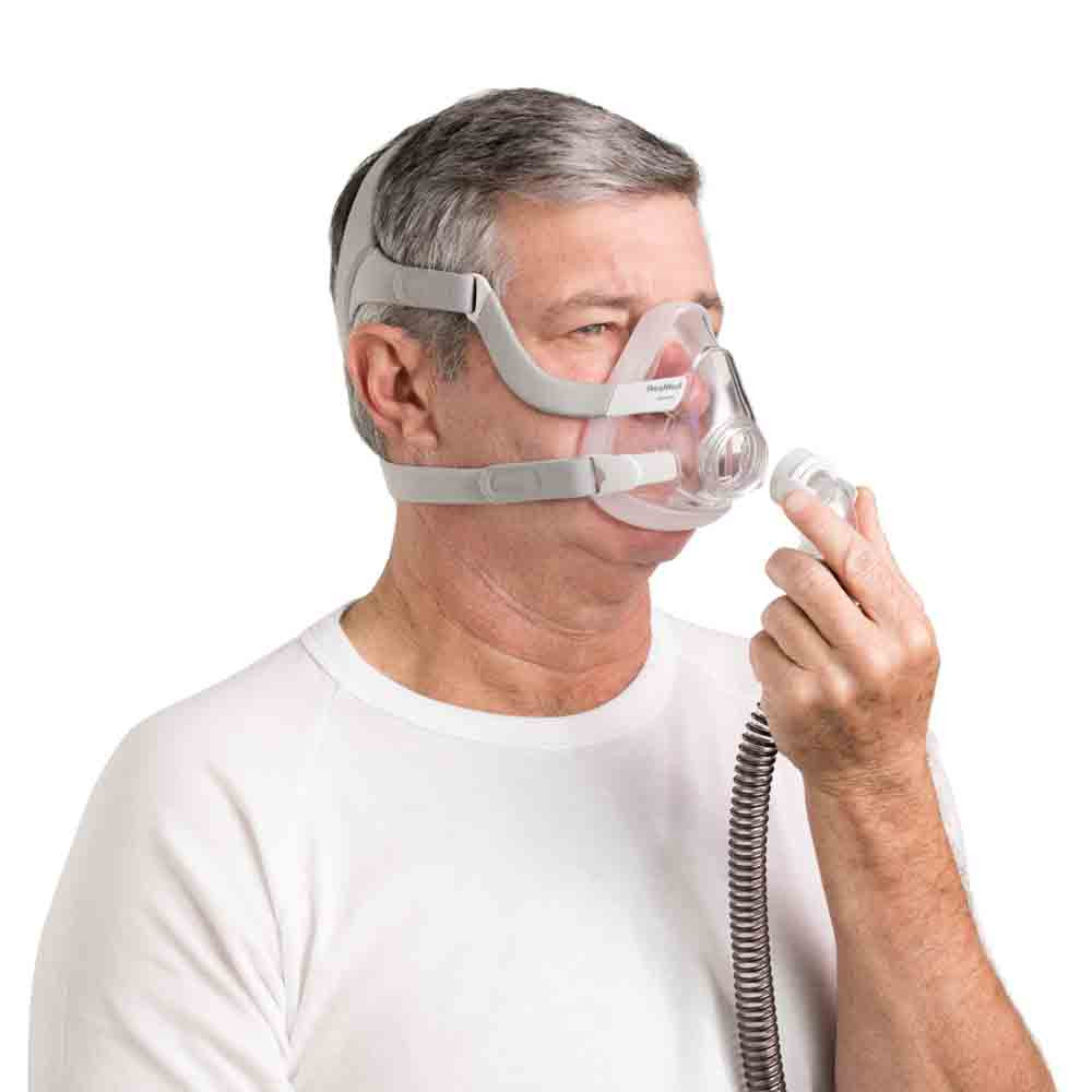 ResMed AirFit F20 full face mask on model